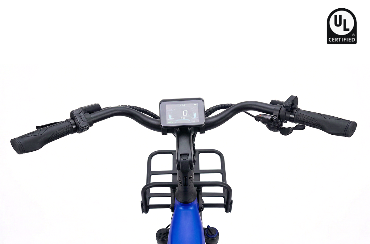 Glyde Ebike cockpit detail in blue
